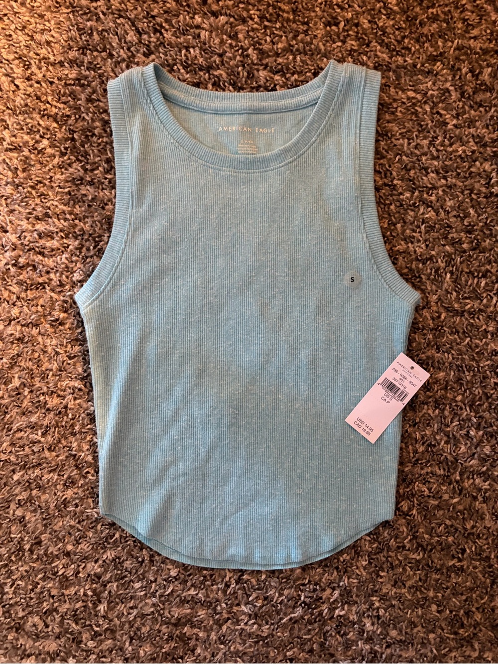 American Eagle Outfitters Women's Sky Blue Ribbed Tank